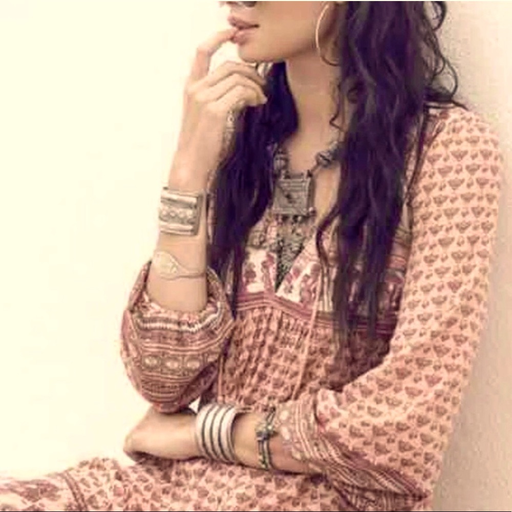 EUC Authentic Vintage Spell & the Gypsy Sunset Road Peach Boho Babydoll Dress